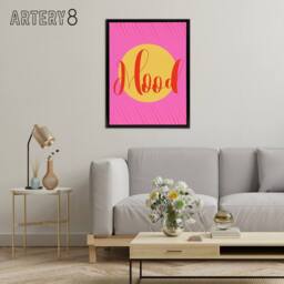 "Artery8 Mood Sunset Pink Yellow Decorative Design Black Framed Canvas Art - Size: W12"" x H16""" - thumbnail 3