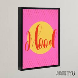 "Artery8 Mood Sunset Pink Yellow Decorative Design Black Framed Canvas Art - Size: W12"" x H16""" - thumbnail 2