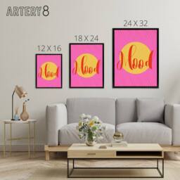 "Artery8 Mood Sunset Pink Yellow Decorative Design Black Framed Canvas Art - Size: W12"" x H16""" - thumbnail 4