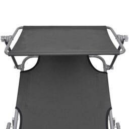 Berkfield Home Comfortable Folding Sun Lounger with Canopy Grey Aluminium - thumbnail 6