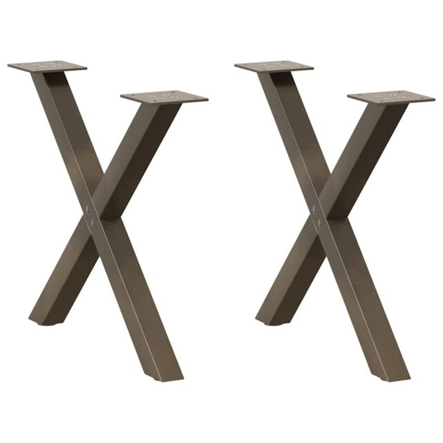 Berkfield Home Coffee Table Legs X-Shaped 2 pcs Natural Steel 50x(42-43) cm Steel in Brown - image 1