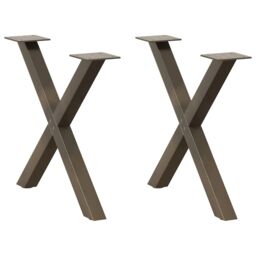 Berkfield Home Coffee Table Legs X-Shaped 2 pcs Natural Steel 50x(42-43) cm Steel in Brown - thumbnail 1