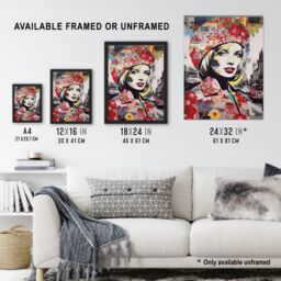 Artery8 Wall Art Print London Floral Fashion Retro Advert Collage Artwork Woman Portrait In Busy Street Vibrant Colourful Bold Pop Art Modern - thumbnail 3