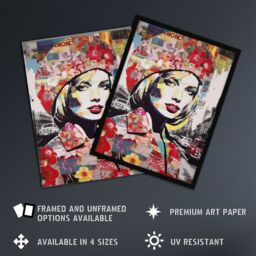 Artery8 Wall Art Print London Floral Fashion Retro Advert Collage Artwork Woman Portrait In Busy Street Vibrant Colourful Bold Pop Art Modern - thumbnail 2