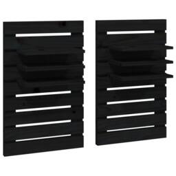 Berkfield Home Wall-mounted Bedside Shelves 2 pcs Black Solid Wood Pine