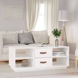 Berkfield Home Beautiful Coffee Table White 100x50x41 cm Solid Wood Pine - Size: 100 x 50 x 41 cm - thumbnail 2