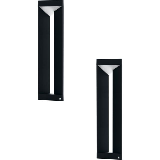 Loops 2 PACK IP54 Outdoor Bollard Light Modern Black Aluminium 10W LED Lamp Post - image 1