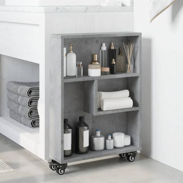 Berkfield Home Narrow Storage Trolley Concrete Grey 48x13x68 cm Engineered Wood - Size: 48 x 13 x 68 cm - image 1