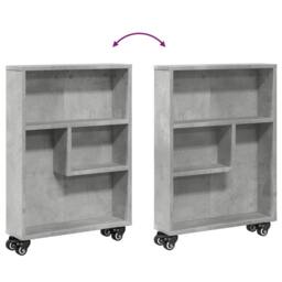 Berkfield Home Narrow Storage Trolley Concrete Grey 48x13x68 cm Engineered Wood - Size: 48 x 13 x 68 cm - thumbnail 7