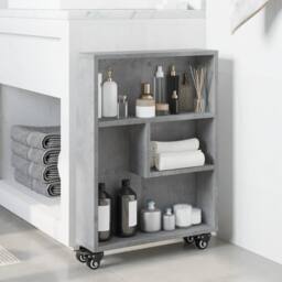 Berkfield Home Narrow Storage Trolley Concrete Grey 48x13x68 cm Engineered Wood - Size: 48 x 13 x 68 cm