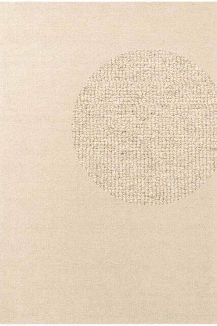 THE RUGS Puristic Fine Boucle Wool Rug Knots Textured Living Room Rug in Light Beige - Size: 140 cm x 200 cm - image 1