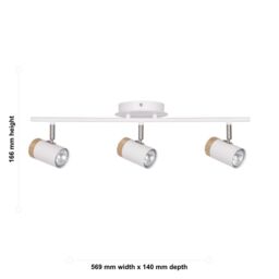 First Choice Lighting Set of 2 Stratton - White with Wood Detail Three Way Spotlights - thumbnail 6