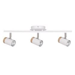 First Choice Lighting Set of 2 Stratton - White with Wood Detail Three Way Spotlights - thumbnail 2