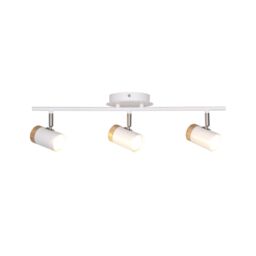 First Choice Lighting Set of 2 Stratton - White with Wood Detail Three Way Spotlights - thumbnail 3