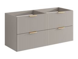 Vente-unique Fluted Wall-Hung Bathroom Unit With Inset Basin & Tall Unit - Beige - thumbnail 6