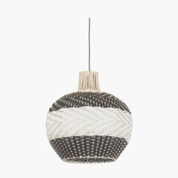 Ruma Natural Rattan Black & White Woven Ceiling Light - thumbnail 2