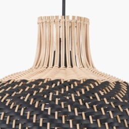 Ruma Natural Rattan Black & White Woven Ceiling Light - thumbnail 4