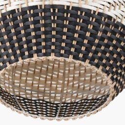 Ruma Natural Rattan Black & White Woven Ceiling Light - thumbnail 3