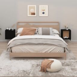 Berkfield Home Wall-mounted Bedside Cabinets 2 pcs Black 50x30x47 cm - Size: 50 x 30 x 47 cm - thumbnail 1