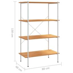 Berkfield Home 4-Tier Shelving Unit White & Oak 80x40x130 cm - Size: 80 x 40 x 130 cm - thumbnail 7