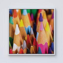 Warren Reed - Designer Colouring Pencils Framed Canvas in Off-White - Size: w40 inch x h40 inch - thumbnail 1