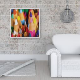 Warren Reed - Designer Colouring Pencils Framed Canvas in Off-White - Size: w40 inch x h40 inch - thumbnail 2
