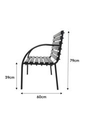 H&O Direct 2-Seater Wooden Metal Outdoor Patio Bench in Black - thumbnail 6