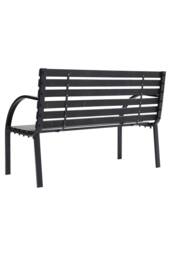 H&O Direct 2-Seater Wooden Metal Outdoor Patio Bench in Black - thumbnail 4