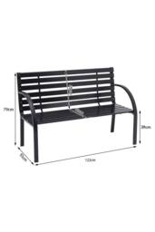 H&O Direct 2-Seater Wooden Metal Outdoor Patio Bench in Black - thumbnail 5
