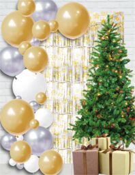 Netagon Shimmer Tinsel Curtain Christmas Snow Design 3M x 1M Yellow - thumbnail 6