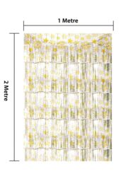 Netagon Shimmer Tinsel Curtain Christmas Snow Design 3M x 1M Yellow - thumbnail 3