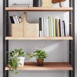 Berkfield Home Beautiful Wall Shelf 80x50x(2-4) cm Untreated Solid Wood Oak in Light Tan - thumbnail 2