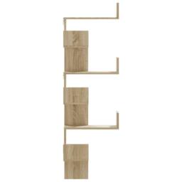 Berkfield Home Wall Corner Shelf Sonoma Oak 45x45x147 cm Engineered Wood in Light Brown - Size: 45 x 45 x 147 cm - thumbnail 5