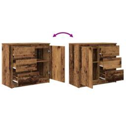 Berkfield Home Sideboard with Drawer Old Wood 71x35x65 cm Engineered Wood in Brown - Size: 71 x 35 x 65 cm - thumbnail 9