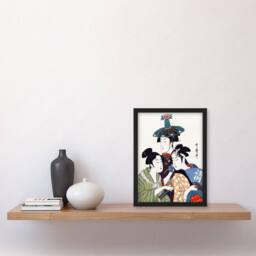 Artery8 Young Men in Colourful Garments Vintage Framed Wall Art Print Kitagawa - Size: A4 - thumbnail 4