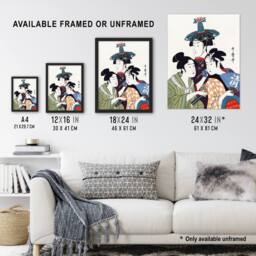Artery8 Young Men in Colourful Garments Vintage Framed Wall Art Print Kitagawa - Size: A4 - thumbnail 3