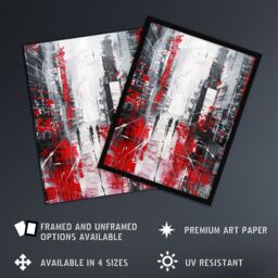 "Artery8 Figures in Lodz Poland Street Abstract Painting Wall Art Print in Red - Size: W24"" x H32""" - thumbnail 2