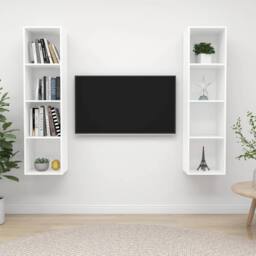 Berkfield Home Wall-mounted TV Cabinets 2 pcs White Engineered Wood - thumbnail 2