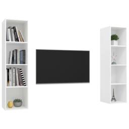 Berkfield Home Wall-mounted TV Cabinets 2 pcs White Engineered Wood - thumbnail 3