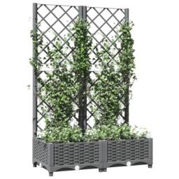 Berkfield Home Garden Planter with Trellis Light Grey 80x40x121.5 cm PP - thumbnail 1