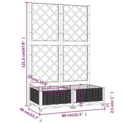 Berkfield Home Garden Planter with Trellis Light Grey 80x40x121.5 cm PP - thumbnail 8