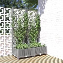 Berkfield Home Garden Planter with Trellis Light Grey 80x40x121.5 cm PP - thumbnail 2