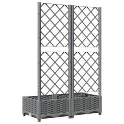 Berkfield Home Garden Planter with Trellis Light Grey 80x40x121.5 cm PP - thumbnail 6