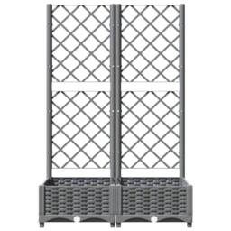 Berkfield Home Garden Planter with Trellis Light Grey 80x40x121.5 cm PP - thumbnail 4