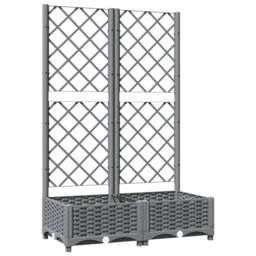 Berkfield Home Garden Planter with Trellis Light Grey 80x40x121.5 cm PP - thumbnail 3