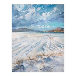 "Artery8 White Sands Luskentyre Beach Isle Harris Painting Wall Art Print in Blue - Size: W24"" x H32""" - thumbnail 1