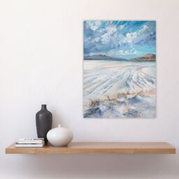 "Artery8 White Sands Luskentyre Beach Isle Harris Painting Wall Art Print in Blue - Size: W24"" x H32""" - thumbnail 4