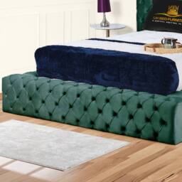 UK Bed Furniture Ambassador Upholstered Bed Frame with 54-inch Headboard - Slatted Base in Green - Size: Single - thumbnail 3