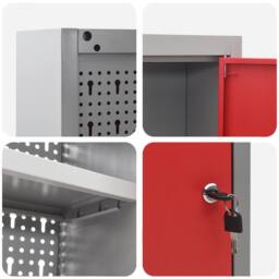 Berkfield Home Tool Cabinet Wall-Mounted with Pegboard Red 100x20x55 cm Steel - Size: 100 x 20 x 55 cm - thumbnail 9
