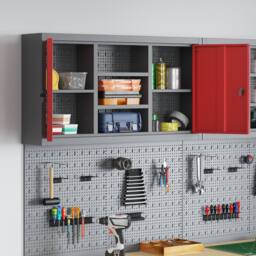 Berkfield Home Tool Cabinet Wall-Mounted with Pegboard Red 100x20x55 cm Steel - Size: 100 x 20 x 55 cm - thumbnail 4
